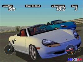 In game image of Porsche Challenge on the Sony Playstation.