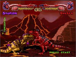 In game image of Primal Rage on the Sony Playstation.