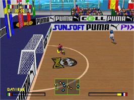 In game image of Puma Street Soccer on the Sony Playstation.