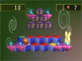 In game image of Q*Bert on the Sony Playstation.