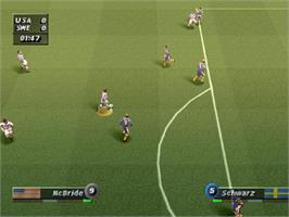 In game image of Ronaldo V-football on the Sony Playstation.