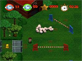 In game image of Sheep on the Sony Playstation.