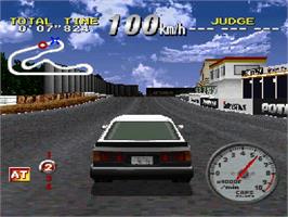 In game image of Shutokou Battle Gaiden - Super Technic Challenge - Drift King E No Michi on the Sony Playstation.