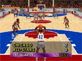 In game image of Slam'n'jam '96 Featuring Magic And Kareem on the Sony Playstation.