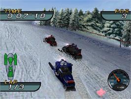 In game image of Sno-cross Championship Racing on the Sony Playstation.