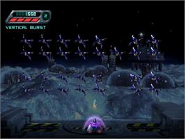 In game image of Space Invaders on the Sony Playstation.