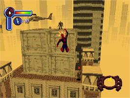 In game image of Spider-man on the Sony Playstation.