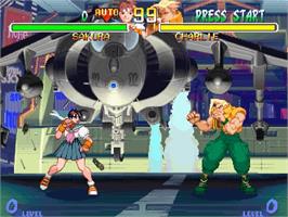 In game image of Street Fighter Alpha 2 on the Sony Playstation.