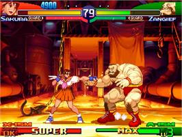 In game image of Street Fighter Alpha 3 on the Sony Playstation.