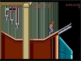In game image of Strider on the Sony Playstation.