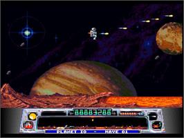 In game image of Super Dropzone - Intergalactic Rescue Mission on the Sony Playstation.