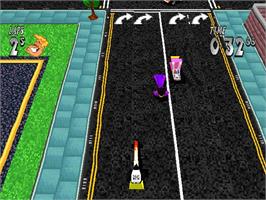 In game image of Supersonic Racers on the Sony Playstation.