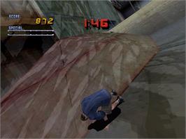 In game image of Tony Hawk's Pro Skater 2 on the Sony Playstation.