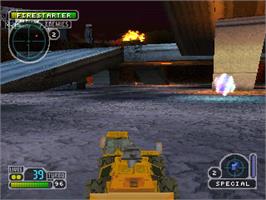 In game image of Twisted Metal 3 on the Sony Playstation.