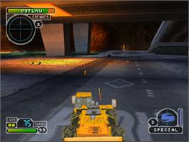 In game image of Twisted Metal III on the Sony Playstation.