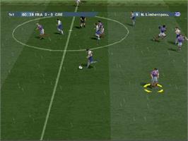 In game image of UEFA Euro 2000 on the Sony Playstation.