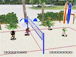 In game image of V-Ball: Beach Volley Heroes on the Sony Playstation.