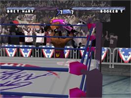 In game image of WCW/NWO Thunder on the Sony Playstation.