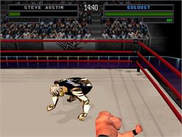In game image of WWF War Zone on the Sony Playstation.