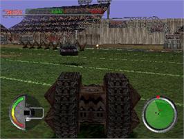 In game image of World Destruction League: Thunder Tanks on the Sony Playstation.
