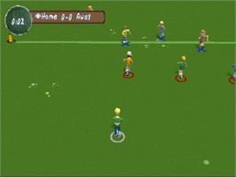 In game image of Xs Junior League Football on the Sony Playstation.