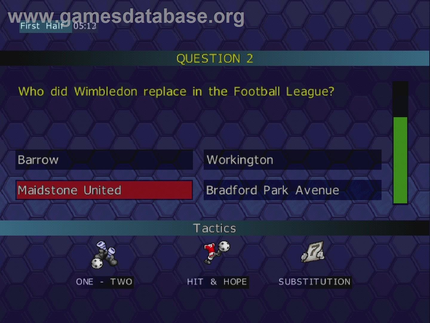 Championship Manager Quiz - Sony Playstation - Artwork - In Game