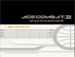 Title screen of Ace Combat 3: Electrosphere on the Sony Playstation.