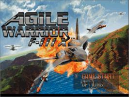 Title screen of Agile Warrior: F-111X on the Sony Playstation.