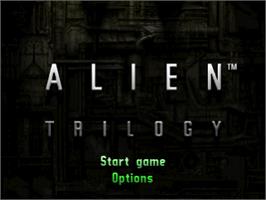 Title screen of Alien Trilogy on the Sony Playstation.