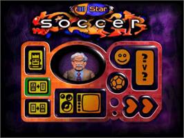 Title screen of All Star Soccer on the Sony Playstation.