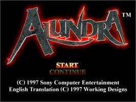 Title screen of Alundra on the Sony Playstation.