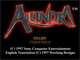 Title screen of Alundra on the Sony Playstation.