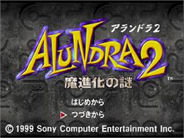 Title screen of Alundra 2 on the Sony Playstation.