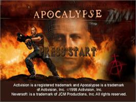 Title screen of Apocalypse - Starring Bruce Willis on the Sony Playstation.