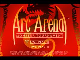 Title screen of Arc The Lad - Monster Game on the Sony Playstation.