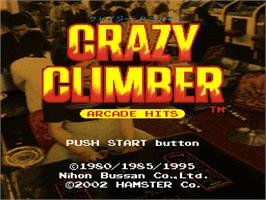 Title screen of Arcade Hits - Crazy Climber on the Sony Playstation.