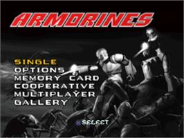 Title screen of Armorines: Project S.W.A.R.M. on the Sony Playstation.