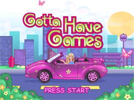 Title screen of Barbie - Gotta Have Games on the Sony Playstation.