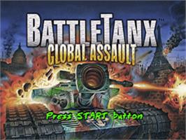 Title screen of BattleTanx: Global Assault on the Sony Playstation.