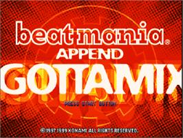Title screen of Beat Mania Append Gottamix on the Sony Playstation.