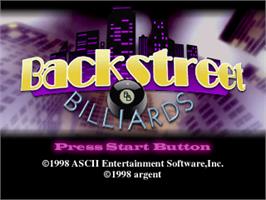 Title screen of Billiards on the Sony Playstation.