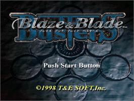 Title screen of Blaze And Blade Busters on the Sony Playstation.