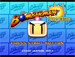 Title screen of Bomberman on the Sony Playstation.