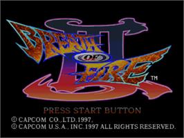 Title screen of Breath Of Fire 3 on the Sony Playstation.