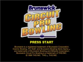 Title screen of Brunswick Circuit Pro Bowling on the Sony Playstation.