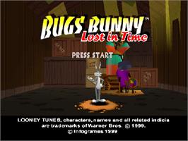 Title screen of Bugs Bunny Lost In Time on the Sony Playstation.