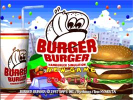 Title screen of Burger Burger - Hamburger Simulation on the Sony Playstation.