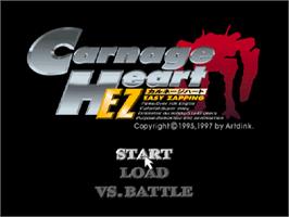 Title screen of Carnage Heart on the Sony Playstation.