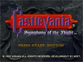 Title screen of Castlevania: Symphony of the Night on the Sony Playstation.