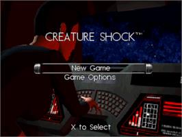Title screen of Creature Shock on the Sony Playstation.